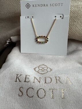 Kendra Scott Elisa Open Frame Multicolor Crystal Pendant Gold Necklace